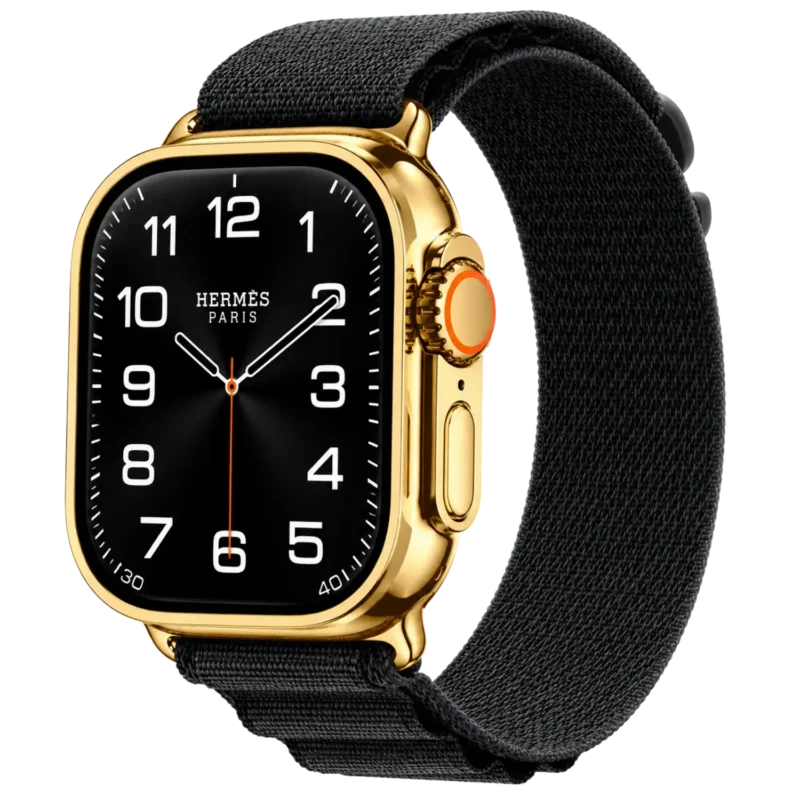 goldgenie 24k gold apple watch ultra 4 24k gold alpine loop angled