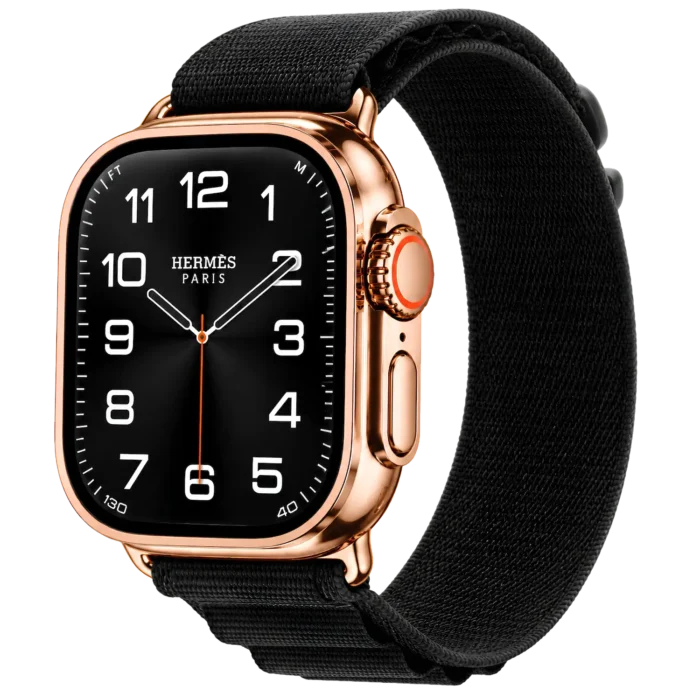 goldgenie 24k gold apple watch ultra 4 rose gold alpine loop angled