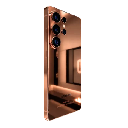 Goldgenie Samsung Galaxy S26 Ultra in Rose Gold finish, angled view