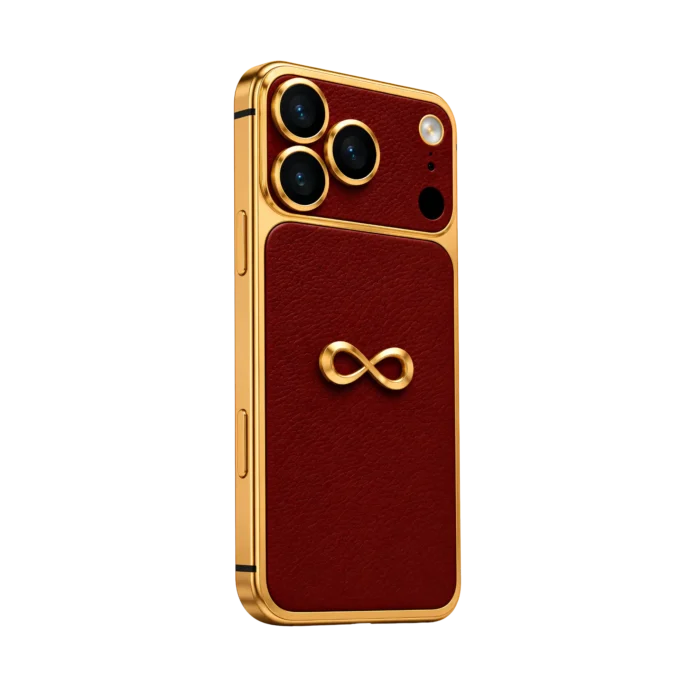 iphone 18 pro max goldgenie infinity oxblood red 24k gold 2 angled