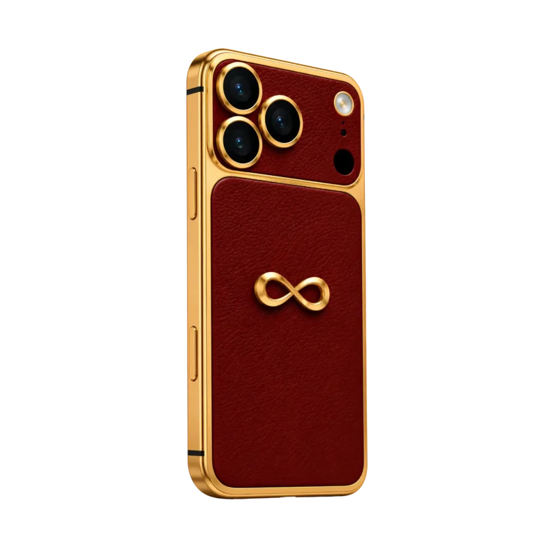 iphone 18 pro max goldgenie infinity oxblood red 24k gold 2 angled