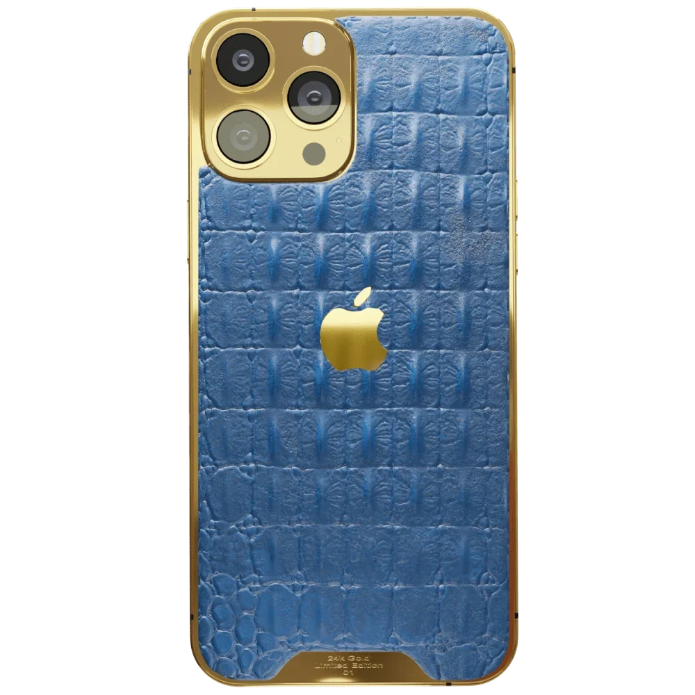 Blue Croc Leather iPhone 16 Pro & Pro Max