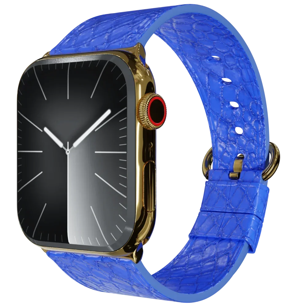 Gold Apple Watch 10 with Blue Python Strap