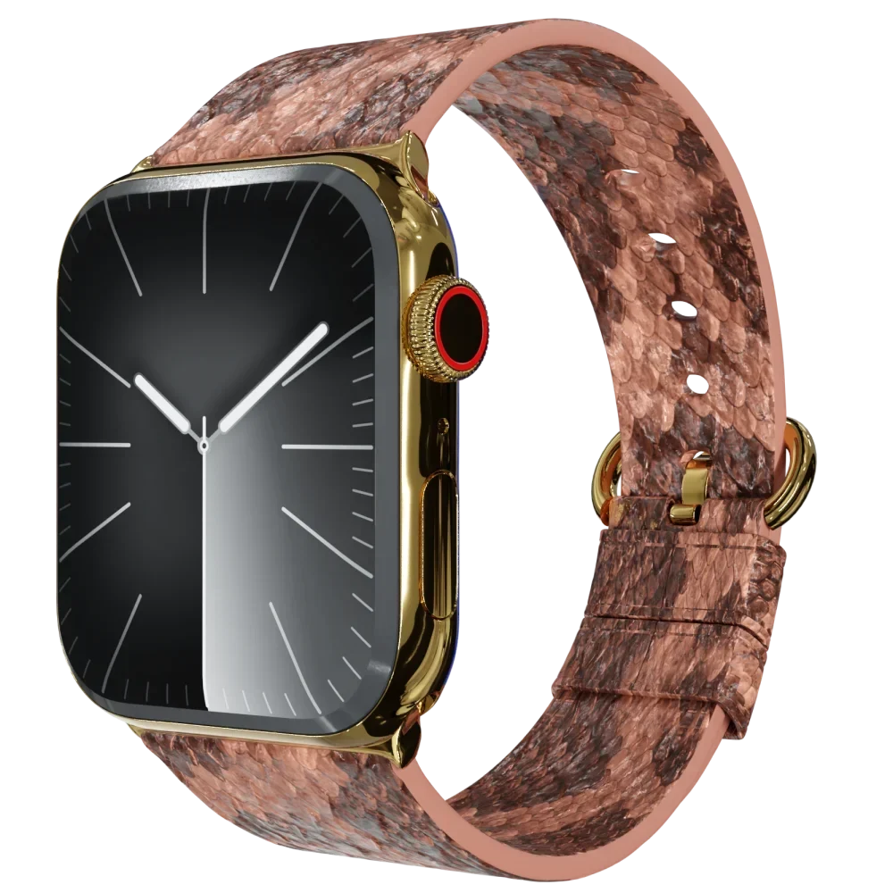 Gold Apple Watch 10 with Brown Python Strap