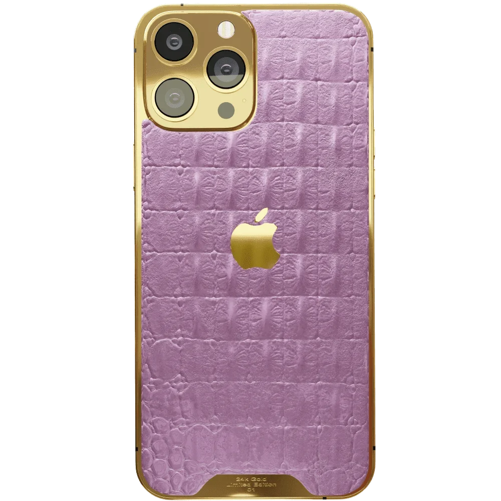 Pink Croc Leather iPhone 16 Pro Pro Max